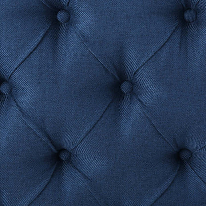 Hansen Tête de lit à oreilles rembourrée avec capitonnage de boutons, très grand lit, bleu marine foncé | Hansen Tete De Lit Capitonnee A Dossier Aile Avec Boutons, Taille King, Bleu Marine Fonce