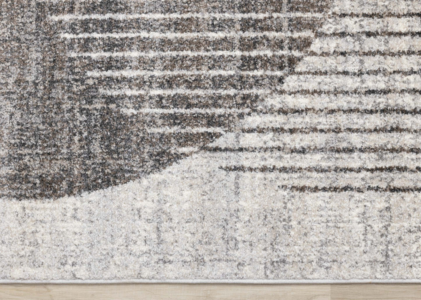 Carpette à poil court doux Solace grise et blanche à motif de cercles qui fusionnent - 6 pi 7 po x 9 pi 6 po