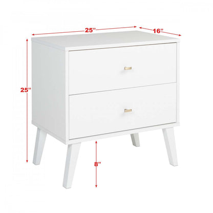 Milo 2-Drawer Nightstand - Blanc|Table de nuit Milo à 2 tiroirs - blanche