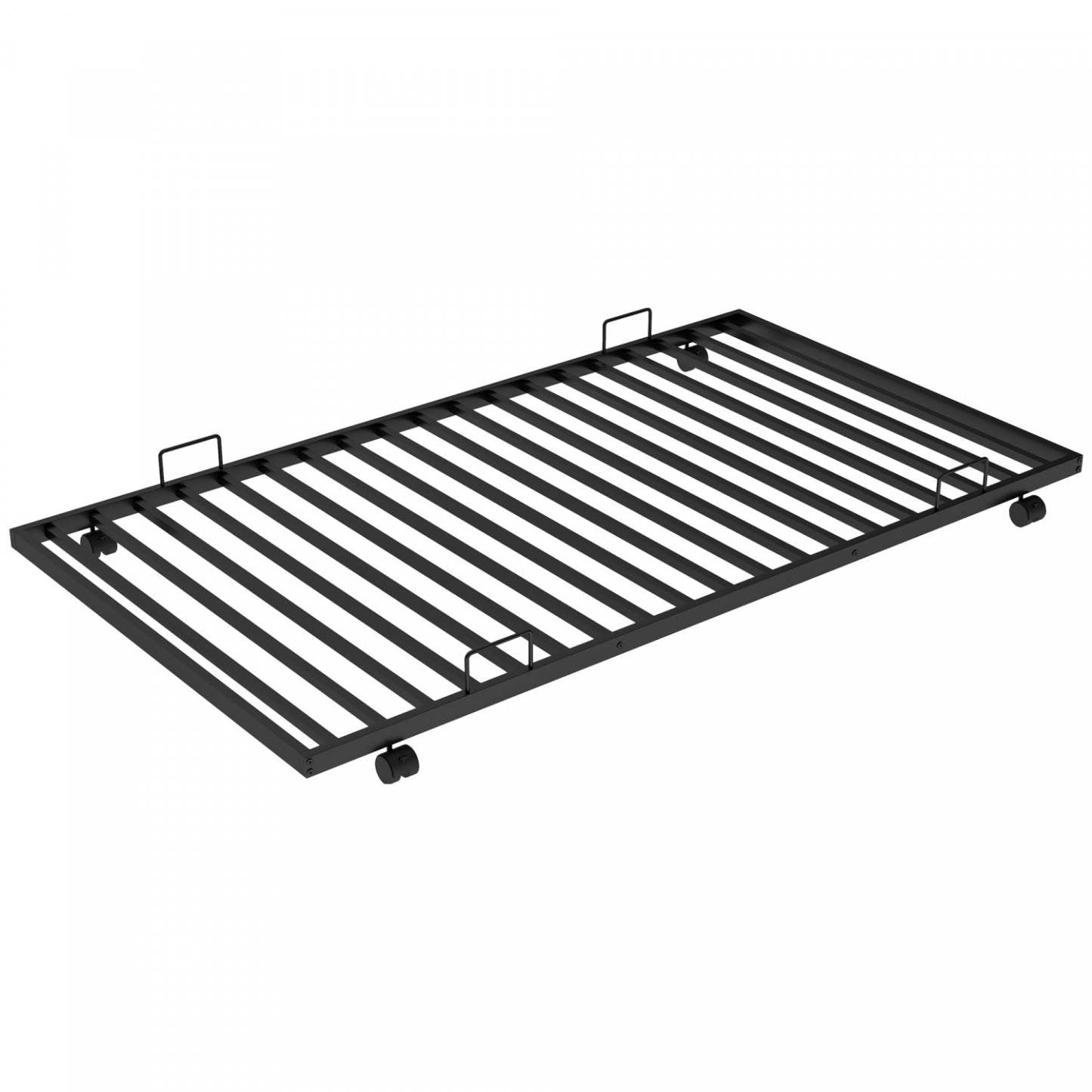 Lit superposé simple en métal peu encombrant Jeremy avec lit gigogne et échelles doubles - Noir | Jeremy – Lit Superpose En Metal, Simple Sur Double, Design Compact Avec Lit Gigogne Et Deux Echelles – Noir