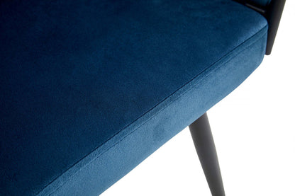 Fauteuil de salle à manger Hildy Accent, velours bleu (lot de 2) | Chaise de salle à manger avec accoudoirs Hildy en velours bleu (ensemble de 2)