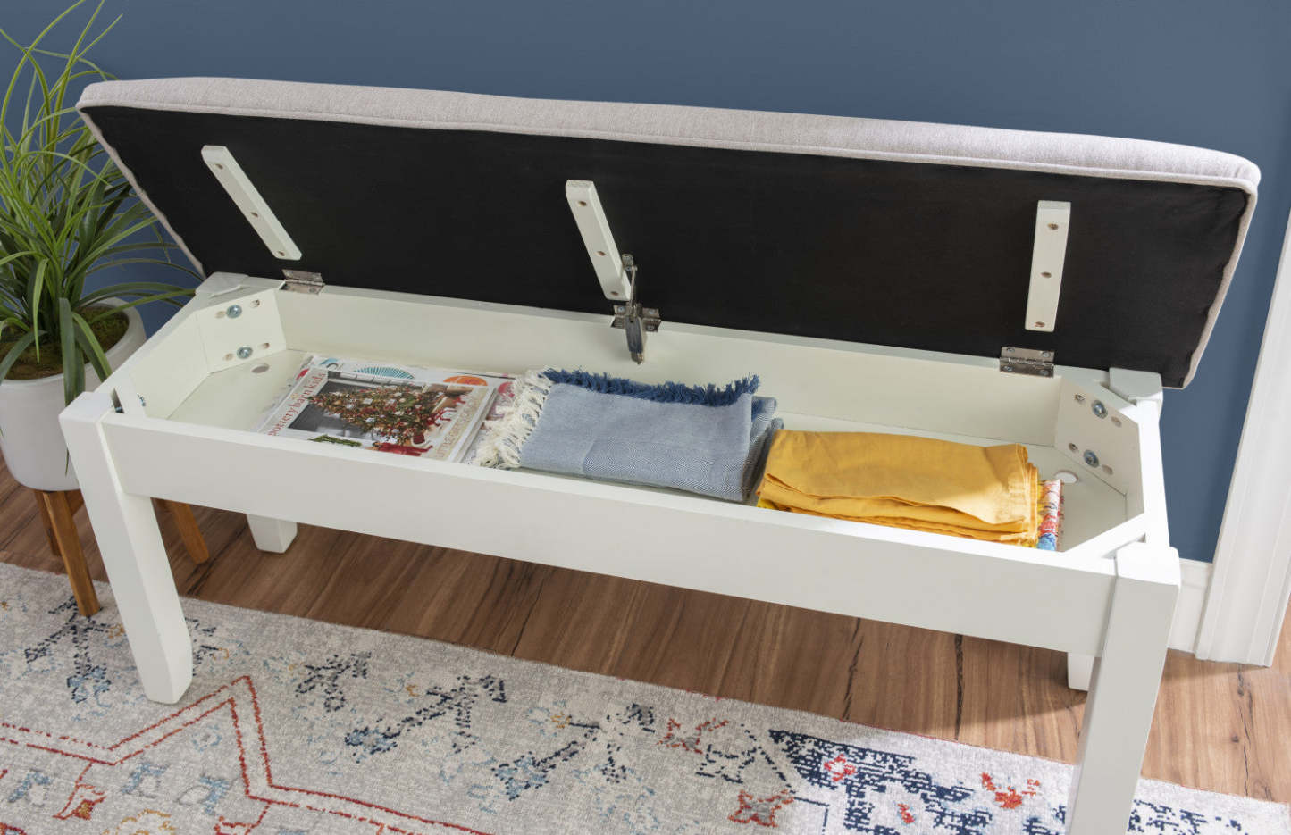 Jane Fabric Storage Dining Bench - Grey|Banc de salle à manger Jane en tissu avec rangement - gris