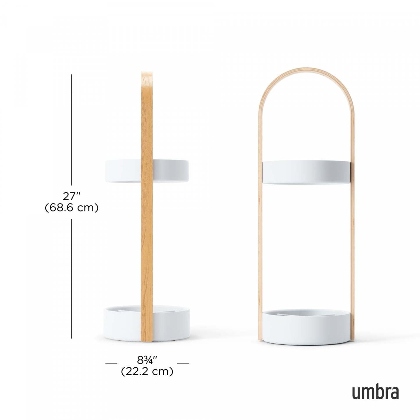 Umbra Modern Steel Bellwood Umbrella Stand - White and Natural|Support à parapluie moderne Bellwood de Umbra en acier - blanc et naturel