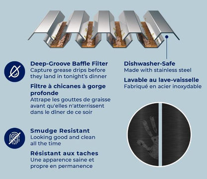 Hotte de cuisinière murale Hauslane 30 en acier inoxydable noir - WM-590BSS-30|Hotte de cuisinière murale Hauslane de 30 po en acier inoxydable noir - WM-590BSS-30