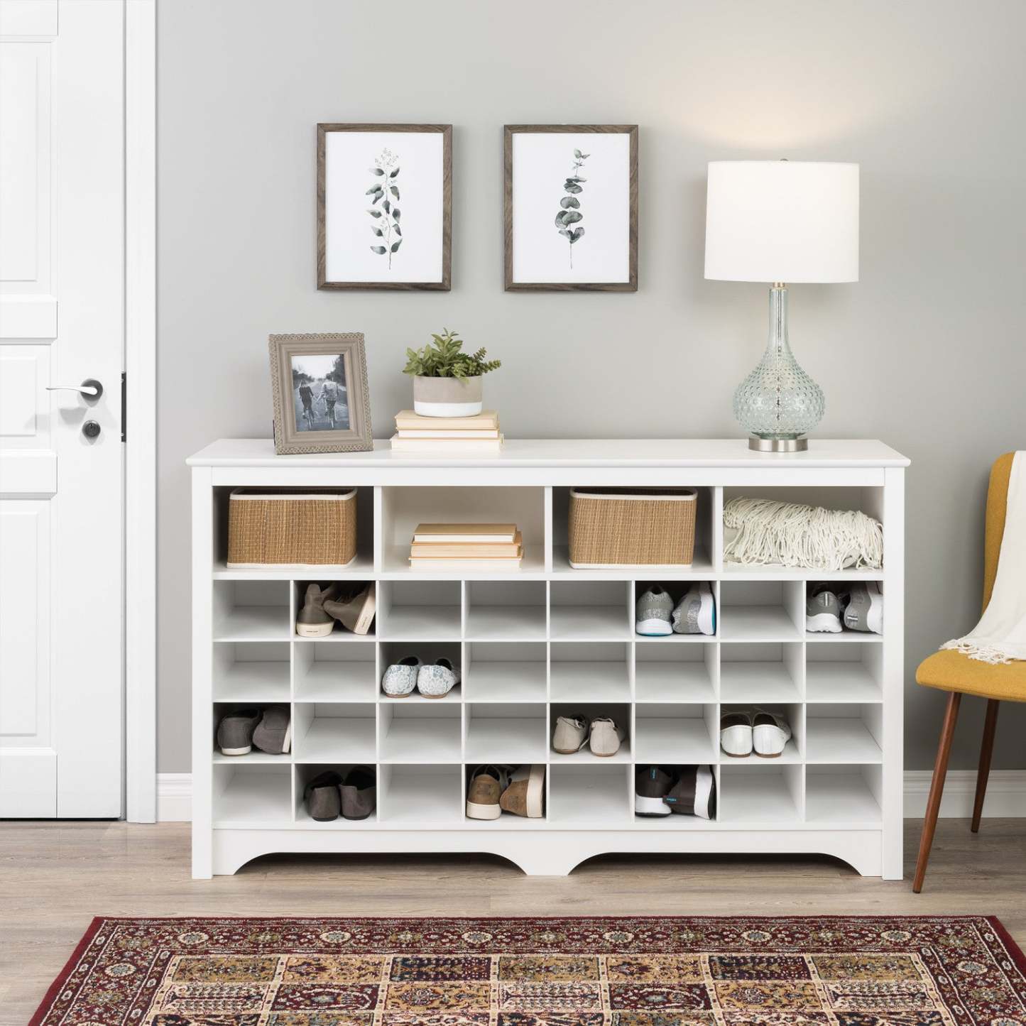 Shoe Cubby Console - White|Console à compartiments pour chaussures - blanche