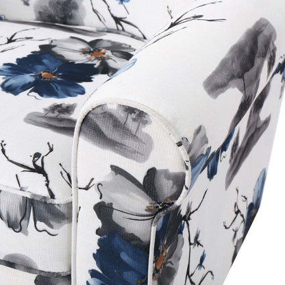 Pansy Floral Fabric Upholstered Accent Chair With Flared Arms And Wooden Legs,flower | Pansy Fauteuil D’appoint Tapise En Tissu Fleuri Avec Accoudoirs Evases Et Pieds En Bois, Fleuri