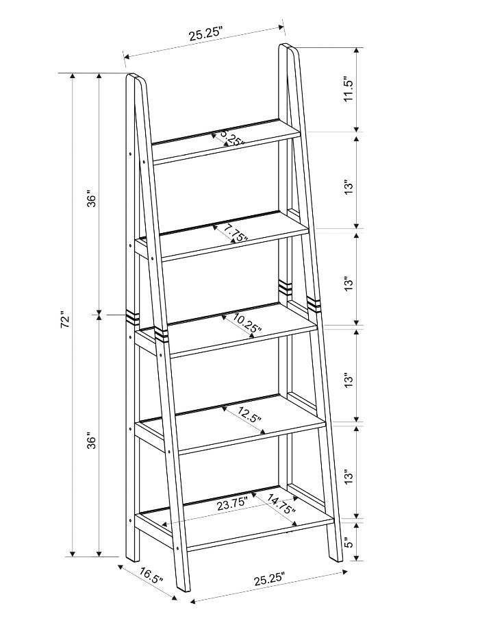 Bibliothèque échelle Acadia - Blanc|Bibliothèque de style échelle Acadia - blanche