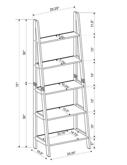 Bibliothèque échelle Acadia - Blanc|Bibliothèque de style échelle Acadia - blanche