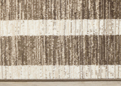 Forte Brown Beige Cream Abstract Geometric Design Area Rug - 5'3 x 7'5|Tapis Forte brun, beige et crème à motif géométrique abstrait - 5 pi 3 po x 7 pi 5 po