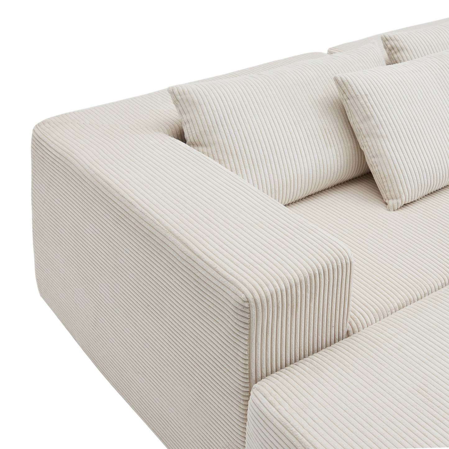 Canapés Modulaires Compressés Paula En Tissu Côtelé, Dossier À Coussins - Beige