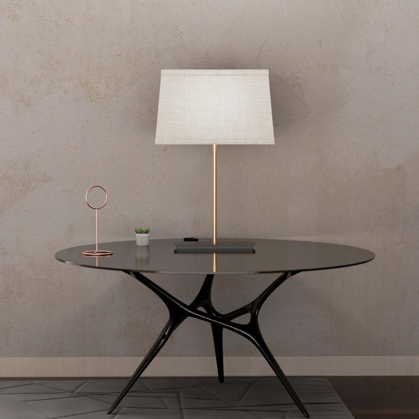 Lampe de table carrée classique dorée 24 avec abat-jour texturé | Lampe de table carrée classique dorée de 24 po avec abat-jour texturé