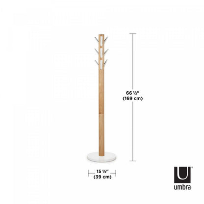 Umbra Modern Wood Flapper Coat Rack - Blanc et Naturel|Portemanteau moderne Flapper de Umbra en bois - blanc et naturel
