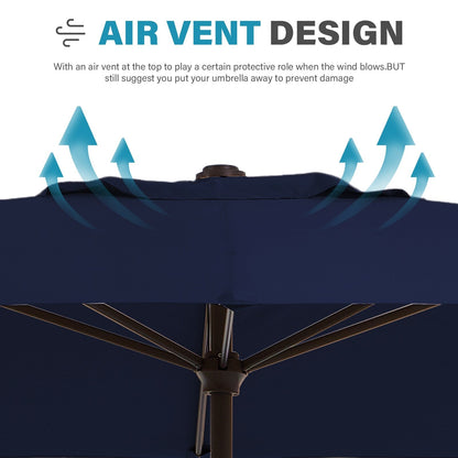 Parasol rectangulaire de terrasse 2,4 x 3 m avec manivelle et inclinaison, résistant aux UV