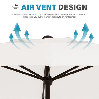 Parasol rectangulaire de terrasse 2,4 x 3 m avec manivelle et inclinaison, résistant aux UV