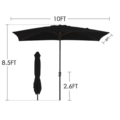 Parasol rectangulaire de terrasse 2,4 x 3 m avec manivelle et inclinaison, résistant aux UV