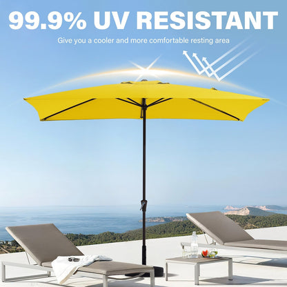 Parasol rectangulaire de terrasse 2,4 x 3 m avec manivelle et inclinaison, résistant aux UV