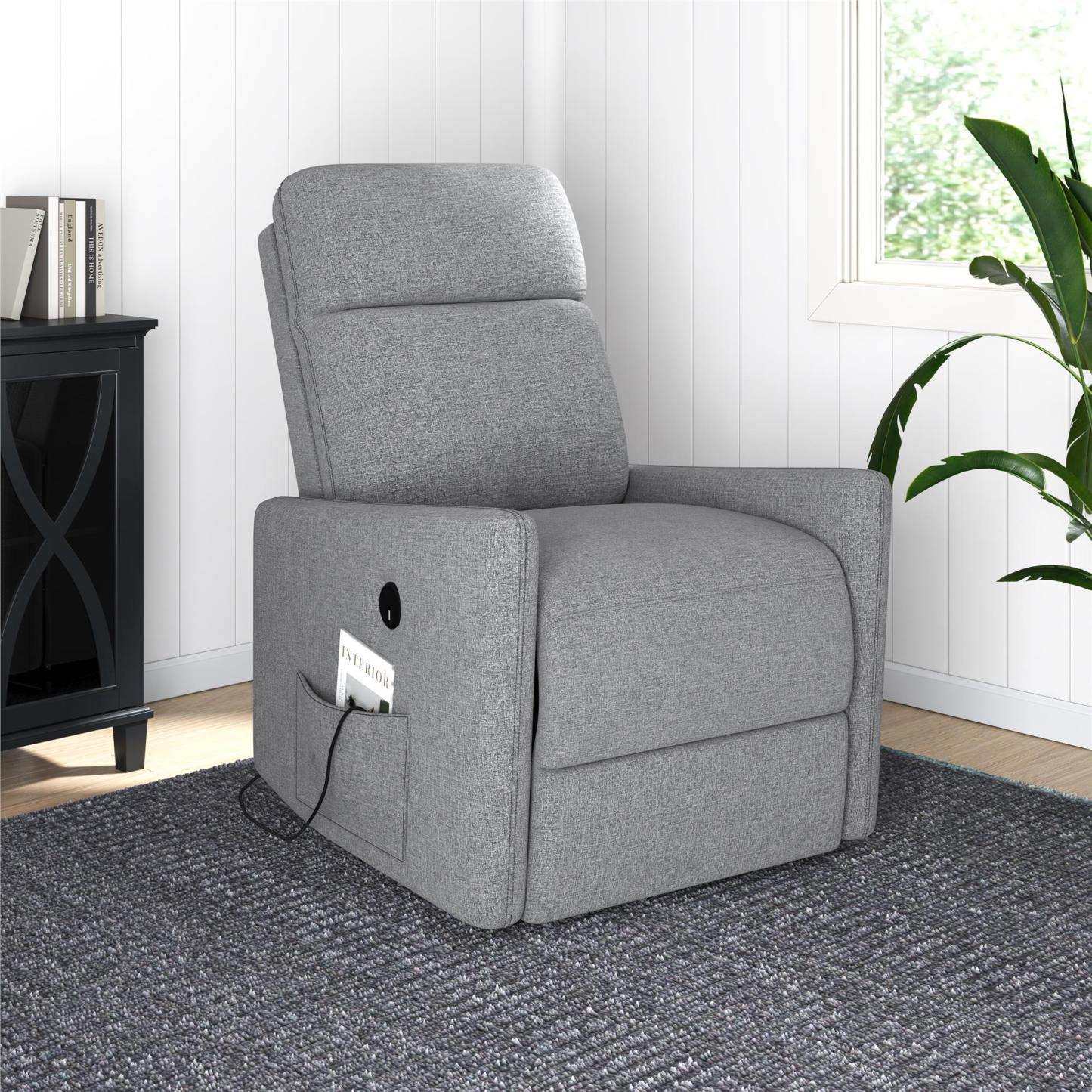 DHP Kai Linen Power Recliner Accent Chair with Massage and Heat - Dark Grey|Fauteuil d'appoint à inclinaison électrique Kai de DHP en lin avec massage et chaleur - gris foncé