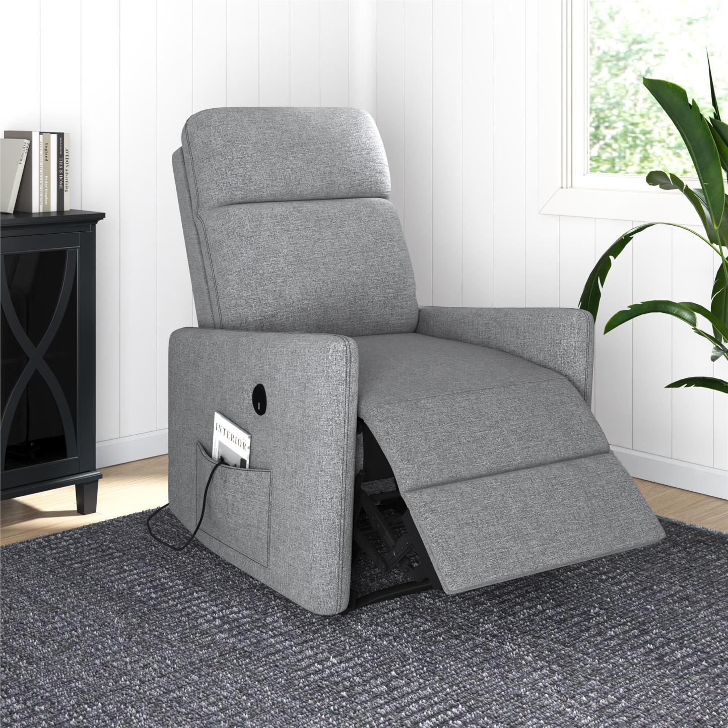 DHP Kai Linen Power Recliner Accent Chair with Massage and Heat - Dark Grey|Fauteuil d'appoint à inclinaison électrique Kai de DHP en lin avec massage et chaleur - gris foncé