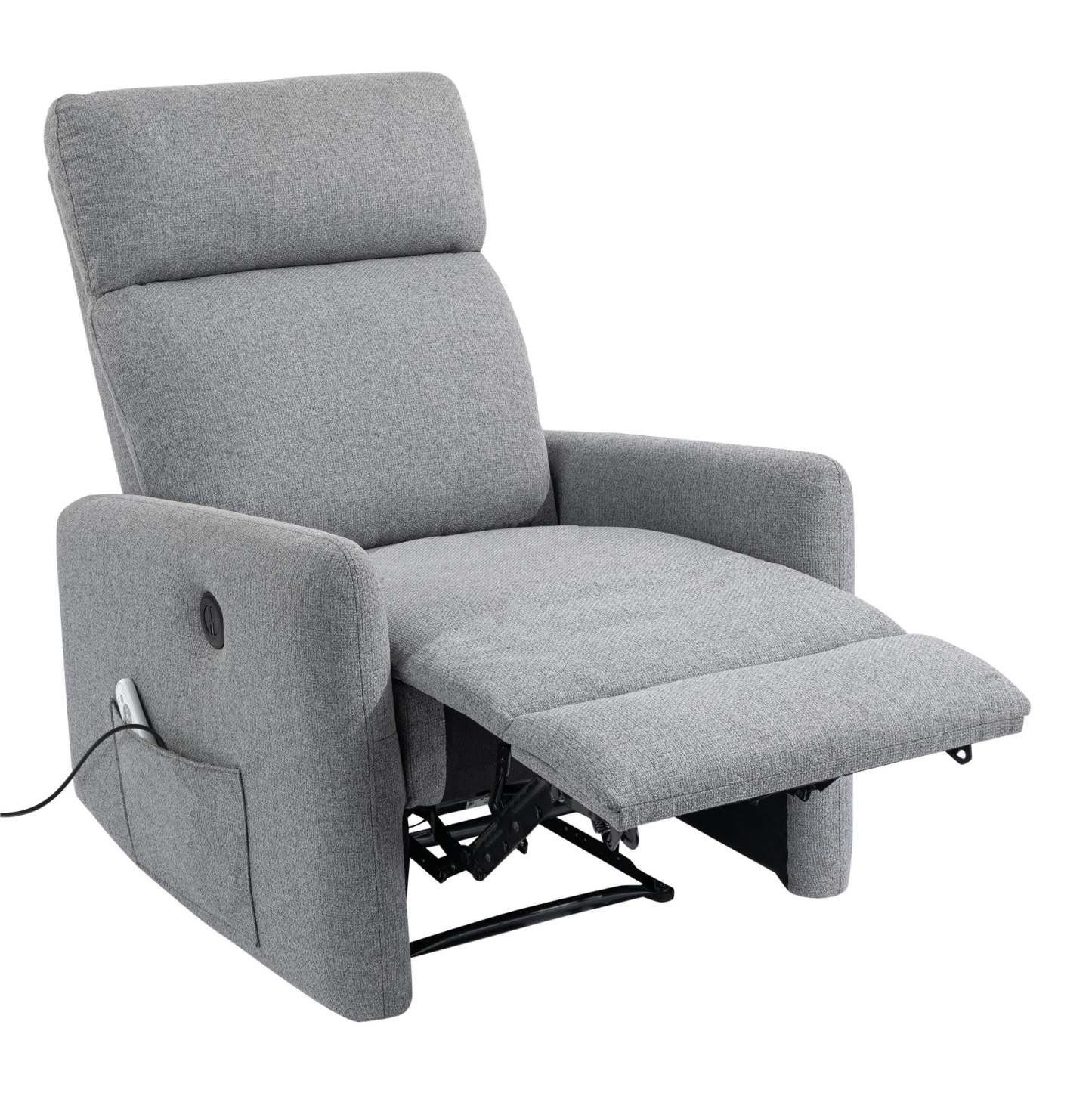 DHP Kai Linen Power Recliner Accent Chair with Massage and Heat - Dark Grey|Fauteuil d'appoint à inclinaison électrique Kai de DHP en lin avec massage et chaleur - gris foncé