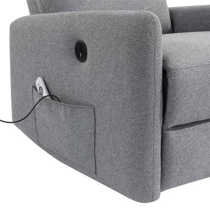 DHP Kai Linen Power Recliner Accent Chair with Massage and Heat - Dark Grey|Fauteuil d'appoint à inclinaison électrique Kai de DHP en lin avec massage et chaleur - gris foncé