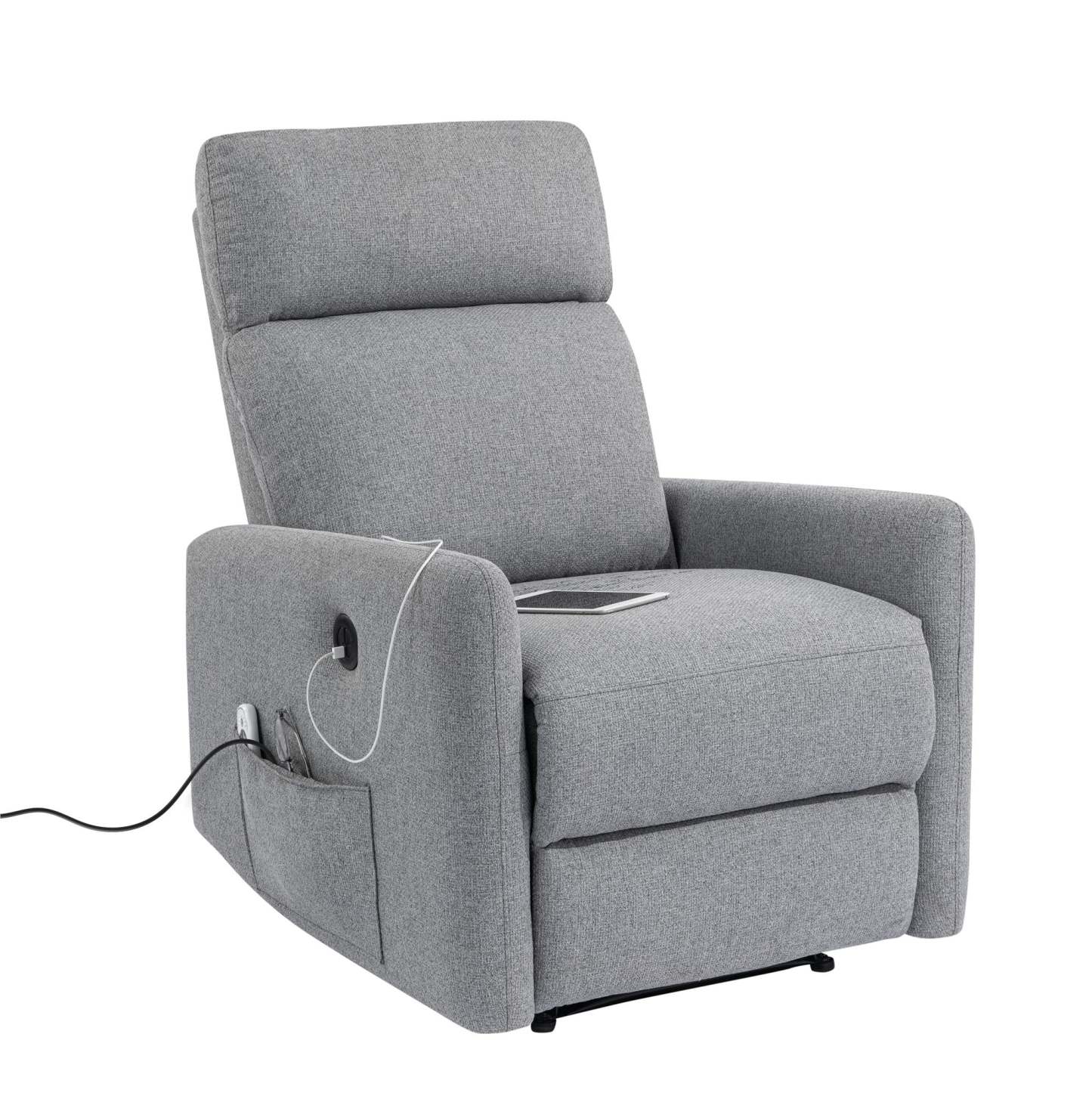 DHP Kai Linen Power Recliner Accent Chair with Massage and Heat - Dark Grey|Fauteuil d'appoint à inclinaison électrique Kai de DHP en lin avec massage et chaleur - gris foncé