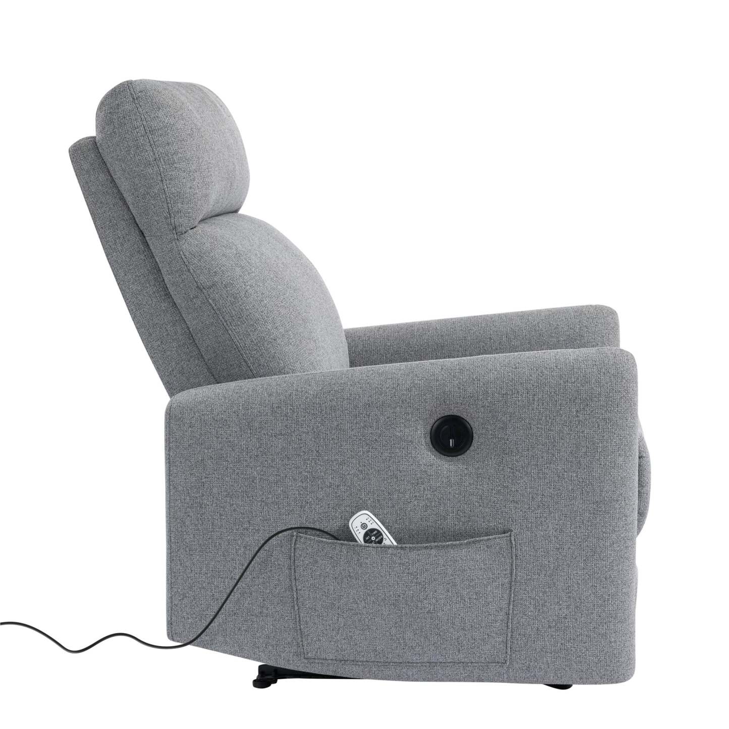 DHP Kai Linen Power Recliner Accent Chair with Massage and Heat - Dark Grey|Fauteuil d'appoint à inclinaison électrique Kai de DHP en lin avec massage et chaleur - gris foncé