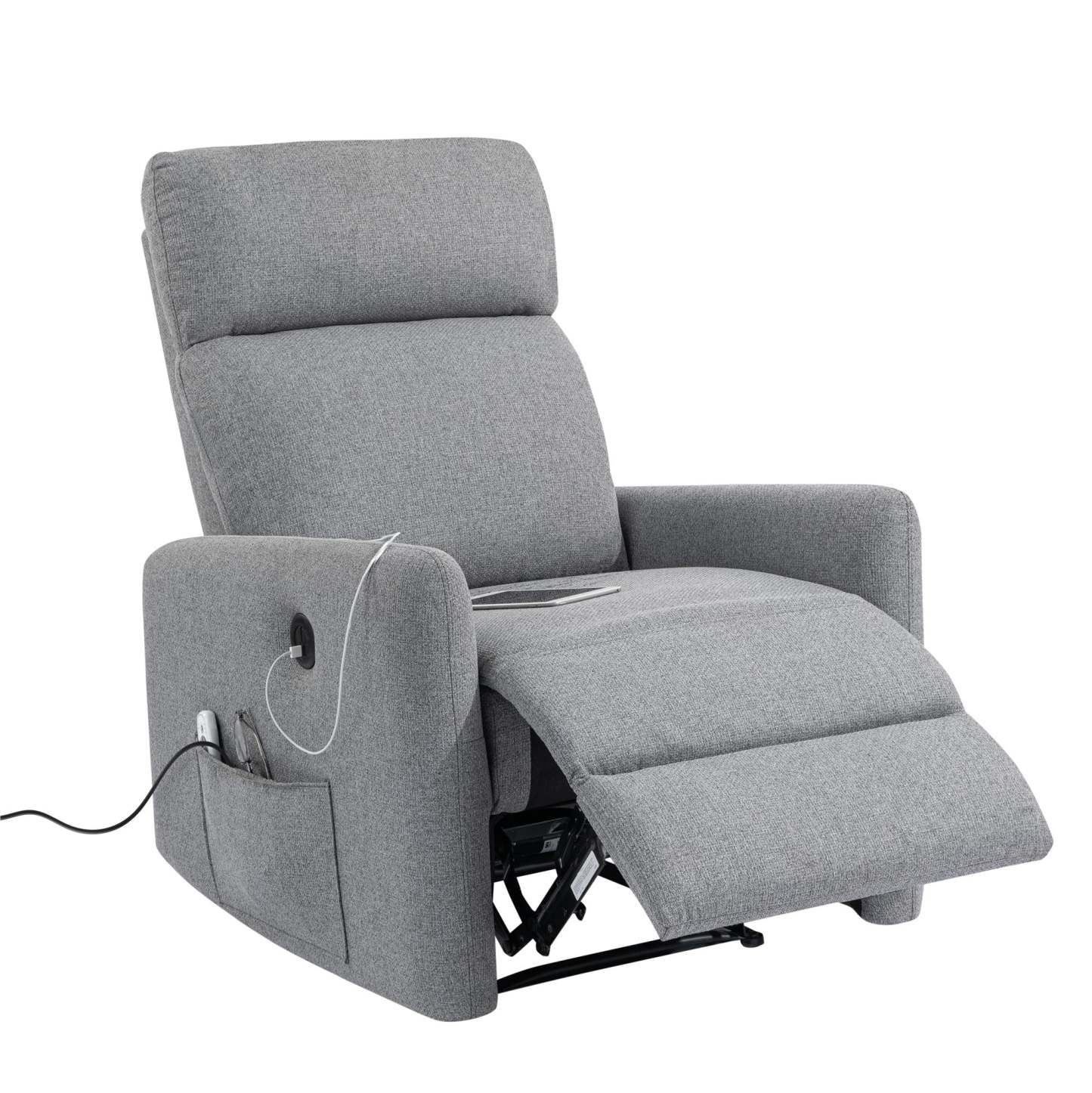 DHP Kai Linen Power Recliner Accent Chair with Massage and Heat - Dark Grey|Fauteuil d'appoint à inclinaison électrique Kai de DHP en lin avec massage et chaleur - gris foncé