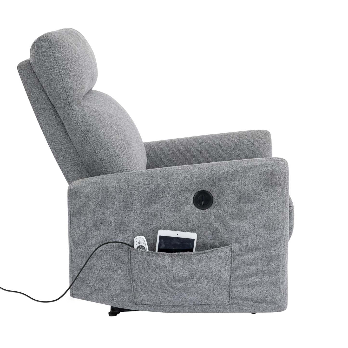 DHP Kai Linen Power Recliner Accent Chair with Massage and Heat - Dark Grey|Fauteuil d'appoint à inclinaison électrique Kai de DHP en lin avec massage et chaleur - gris foncé