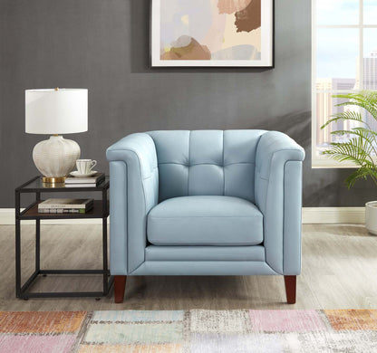 Fauteuil Bodie de Hydeline en cuir - bleu spa