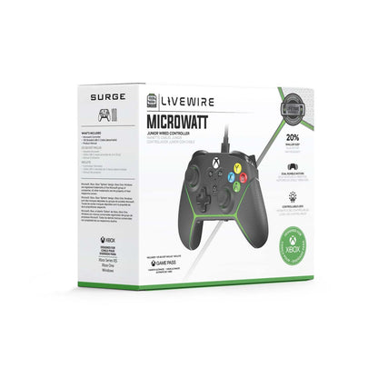 Surge Livewire Xbox Series X/S Microwatt Jr Black Controller|Manette Microwatt Junior Livewire de Surge noire pour consoles Xbox de séries X et S