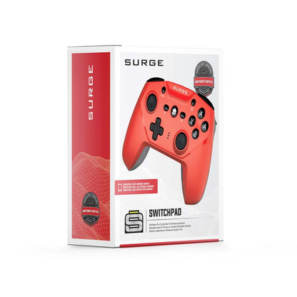 Surge Nintendo Switch Wireless Pro Neon Red Controller|Manette sans fil Pro de Surge rouge fluo pour console Nintendo Switch
