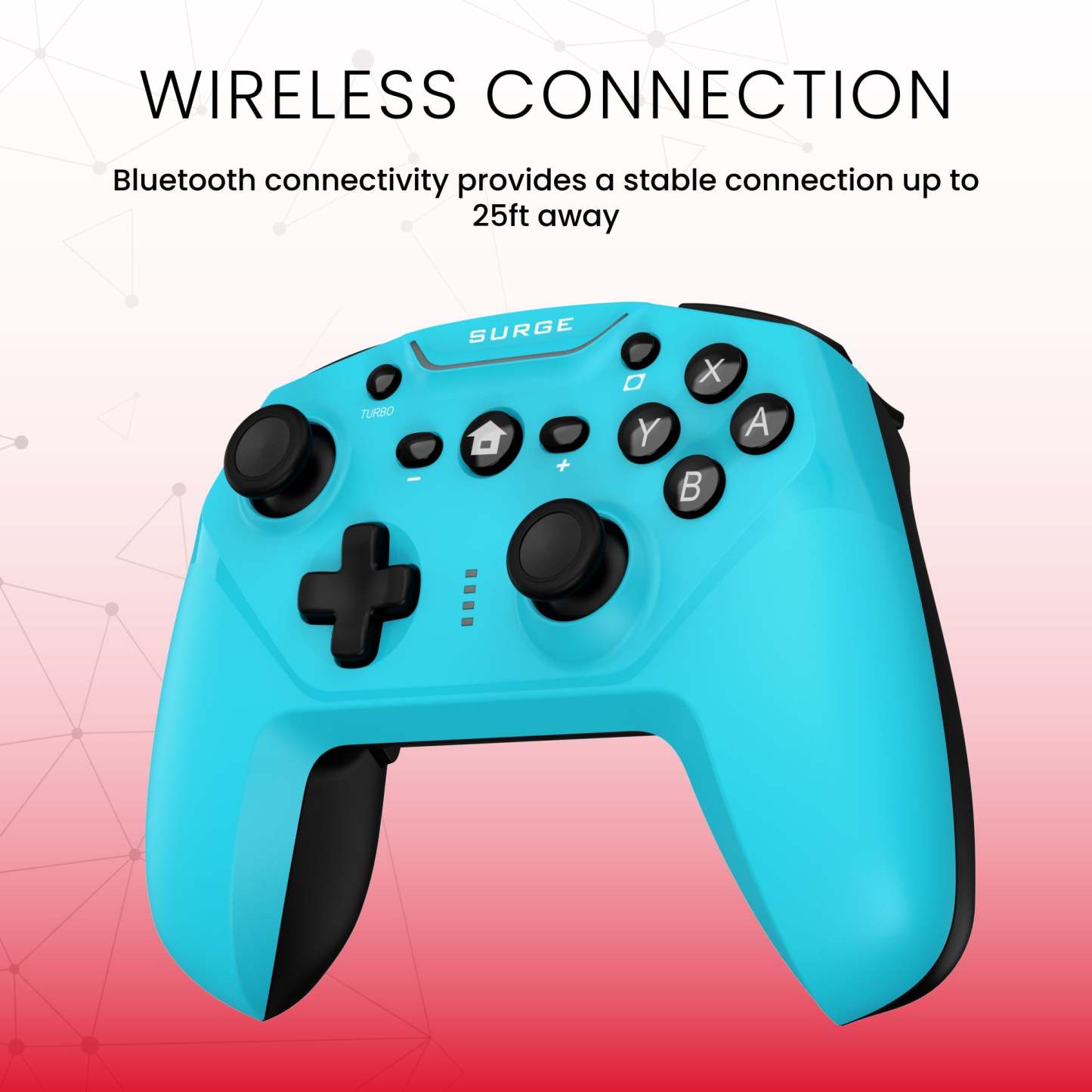 Surge Nintendo Switch Wireless Pro Neon Blue Controller|Manette sans fil Pro de Surge bleu fluo pour console Nintendo Switch
