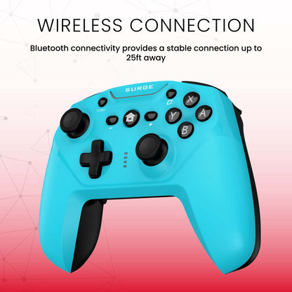 Surge Nintendo Switch Wireless Pro Neon Blue Controller|Manette sans fil Pro de Surge bleu fluo pour console Nintendo Switch