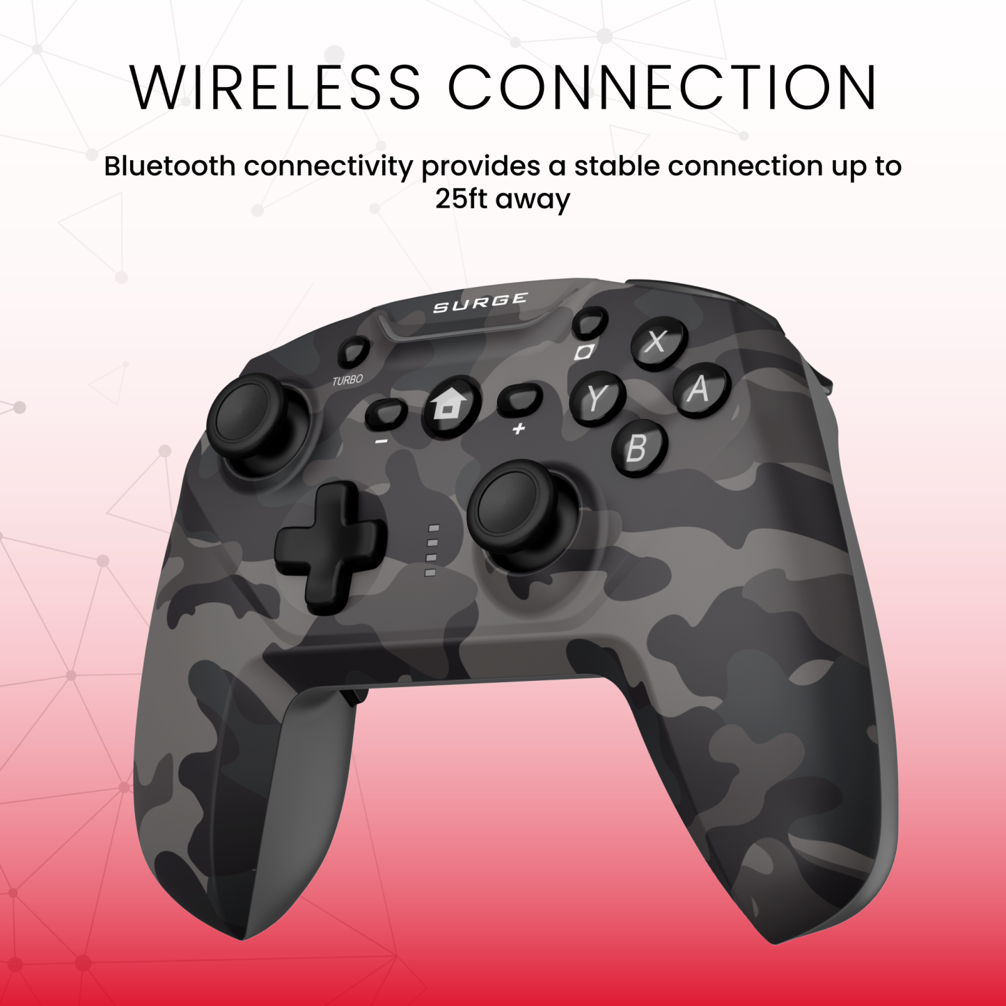 Surge Nintendo Switch Wireless Pro Grey Camo Controller|Manette sans fil Pro de Surge gris camouflage pour console Nintendo Switch