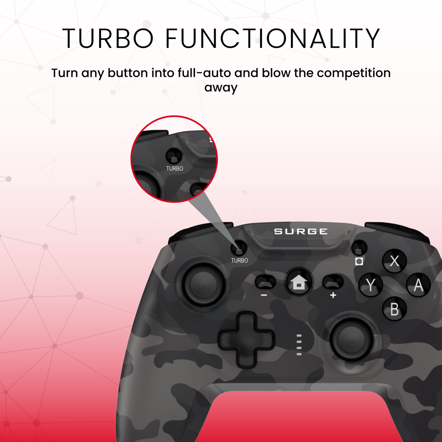 Surge Nintendo Switch Wireless Pro Grey Camo Controller|Manette sans fil Pro de Surge gris camouflage pour console Nintendo Switch