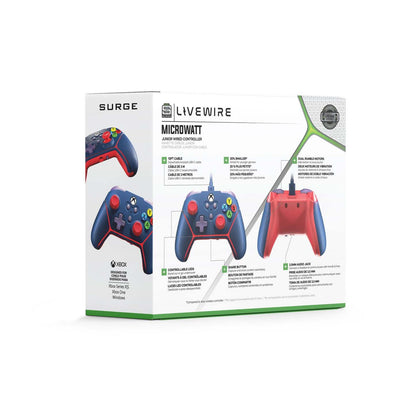 Surge Livewire Xbox Series X/S Microwatt Jr Blue Controller|Manette Microwatt Junior Livewire de Surge bleue pour consoles Xbox de séries X et S
