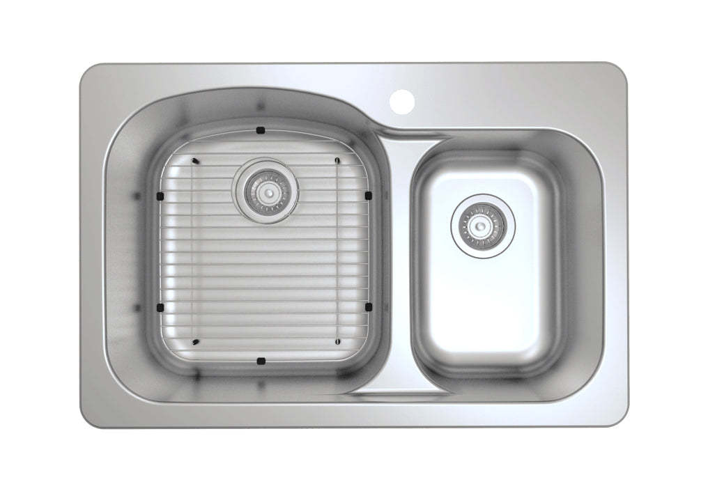 Ancona Tusca Series 33 60/40 Dual Mount Kitchen Sink - AN-3342|Évier de cuisine sous plan ou en surface (60/40) Ancona de série Tusca de 33 po - AN-3342|D77G8DE9