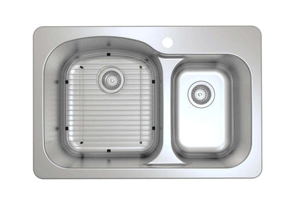 Ancona Tusca Series 33 60/40 Dual Mount Kitchen Sink - AN-3342|Évier de cuisine sous plan ou en surface (60/40) Ancona de série Tusca de 33 po - AN-3342|D77G8DE9
