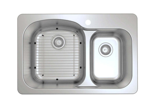 Ancona Tusca Series 33 60/40 Dual Mount Kitchen Sink - AN-3342|Évier de cuisine sous plan ou en surface (60/40) Ancona de série Tusca de 33 po - AN-3342|D77G8DE9
