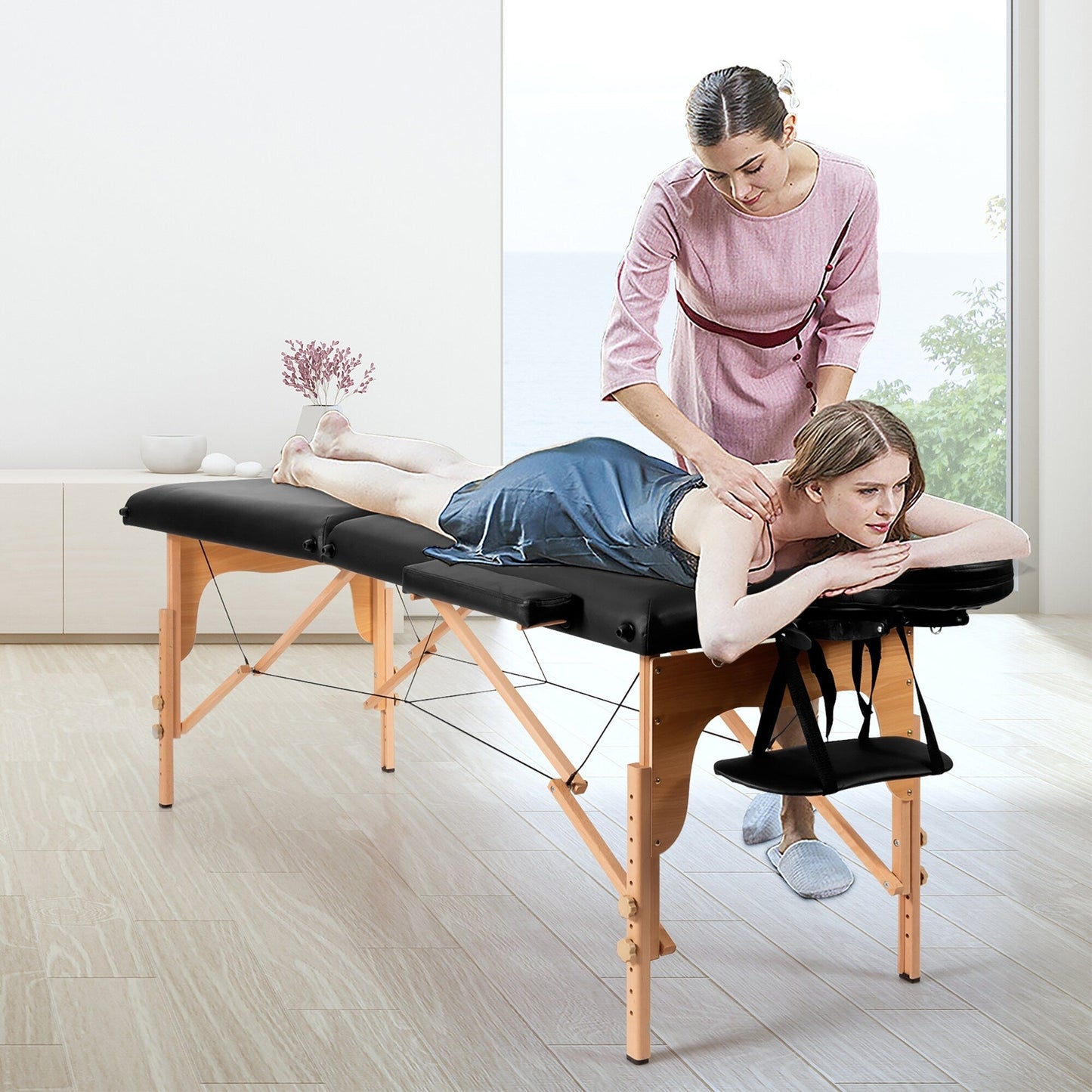 Table de massage portable 84''L, réglable, pour le visage, le spa et le tatouage, avec transport