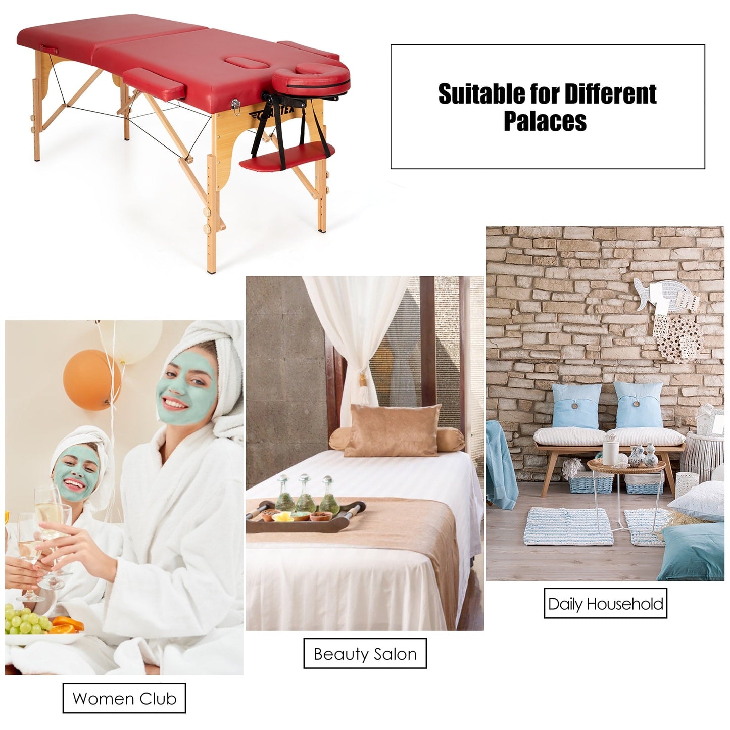 Table de massage portable 84''L, réglable, pour le visage, le spa et le tatouage, avec transport