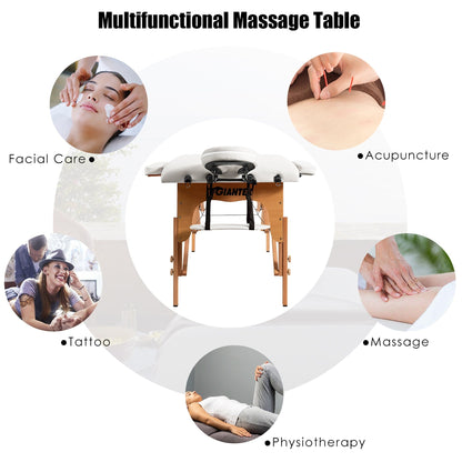 Table de massage portable 84''L, réglable, pour le visage, le spa et le tatouage, avec transport