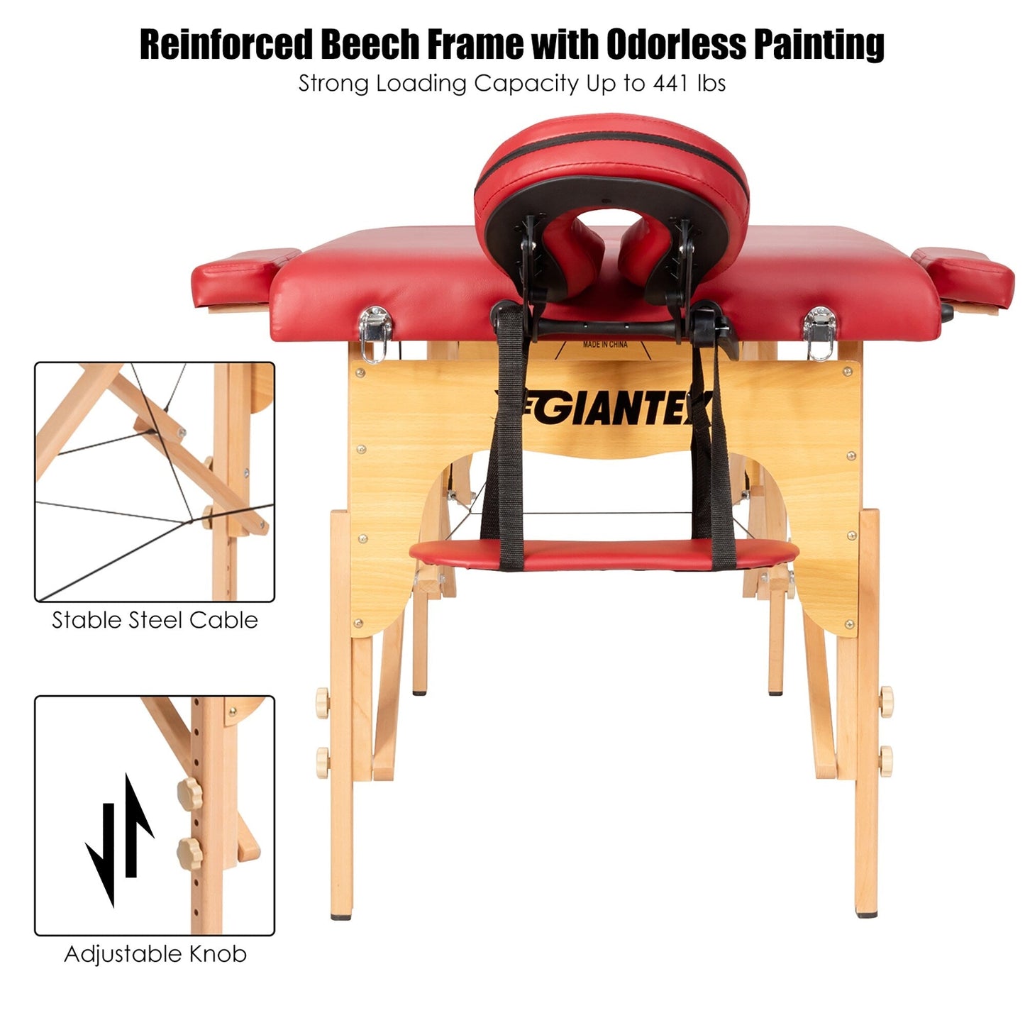 Table de massage portable 84''L, réglable, pour le visage, le spa et le tatouage, avec transport
