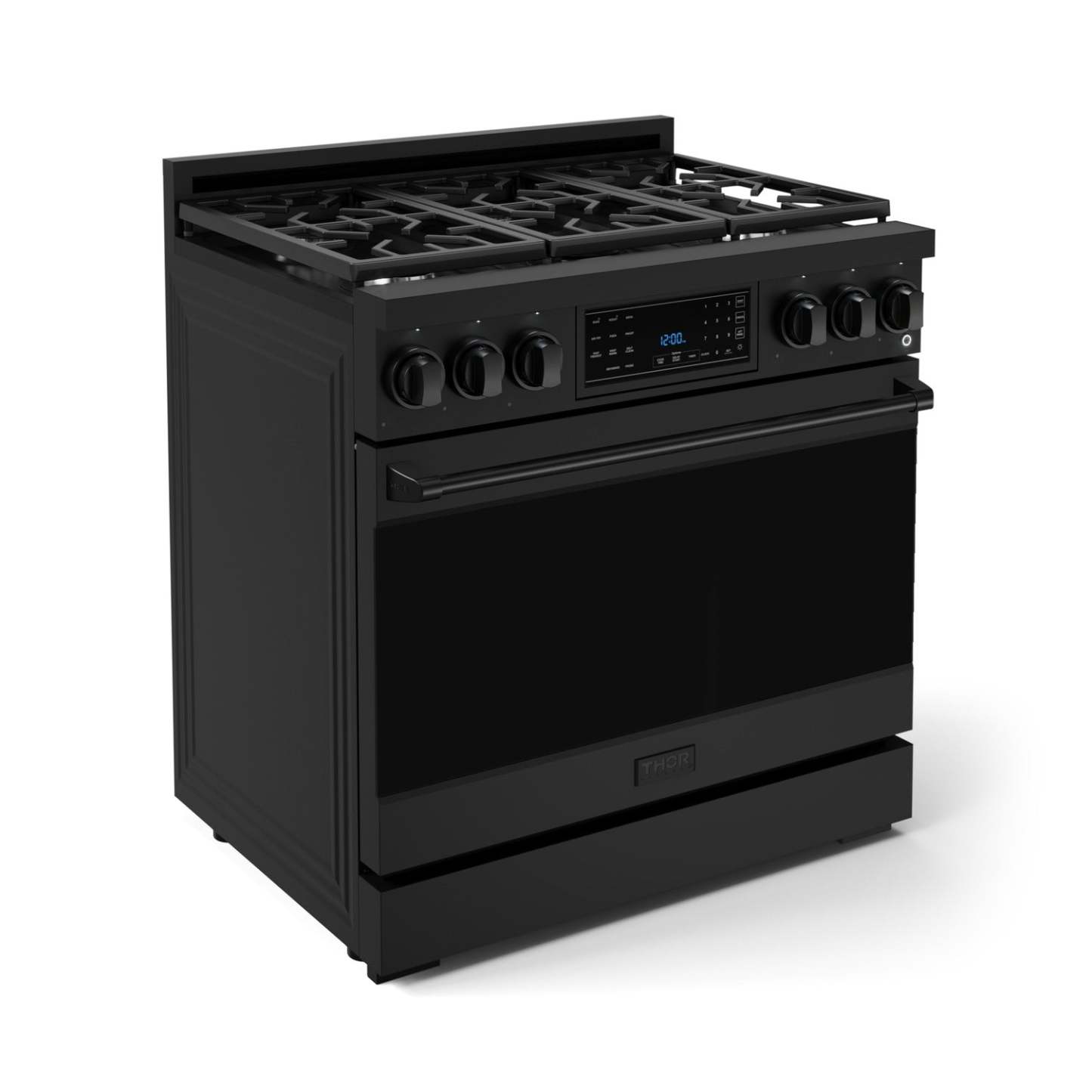 Gordon Ramsay Collection by Thor Kitchen 36 Cuisinière à gaz professionnelle indépendante avec panneau inclinable à commande tactile - RSG36B|Cuisinière à gaz amovible de style professionnel collection Gordon Ramsay de Thor Kitchen de 36 po - RSG36B