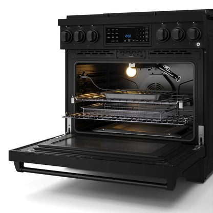 Gordon Ramsay Collection by Thor Kitchen 36 Cuisinière à gaz professionnelle indépendante avec panneau inclinable à commande tactile - RSG36B|Cuisinière à gaz amovible de style professionnel collection Gordon Ramsay de Thor Kitchen de 36 po - RSG36B