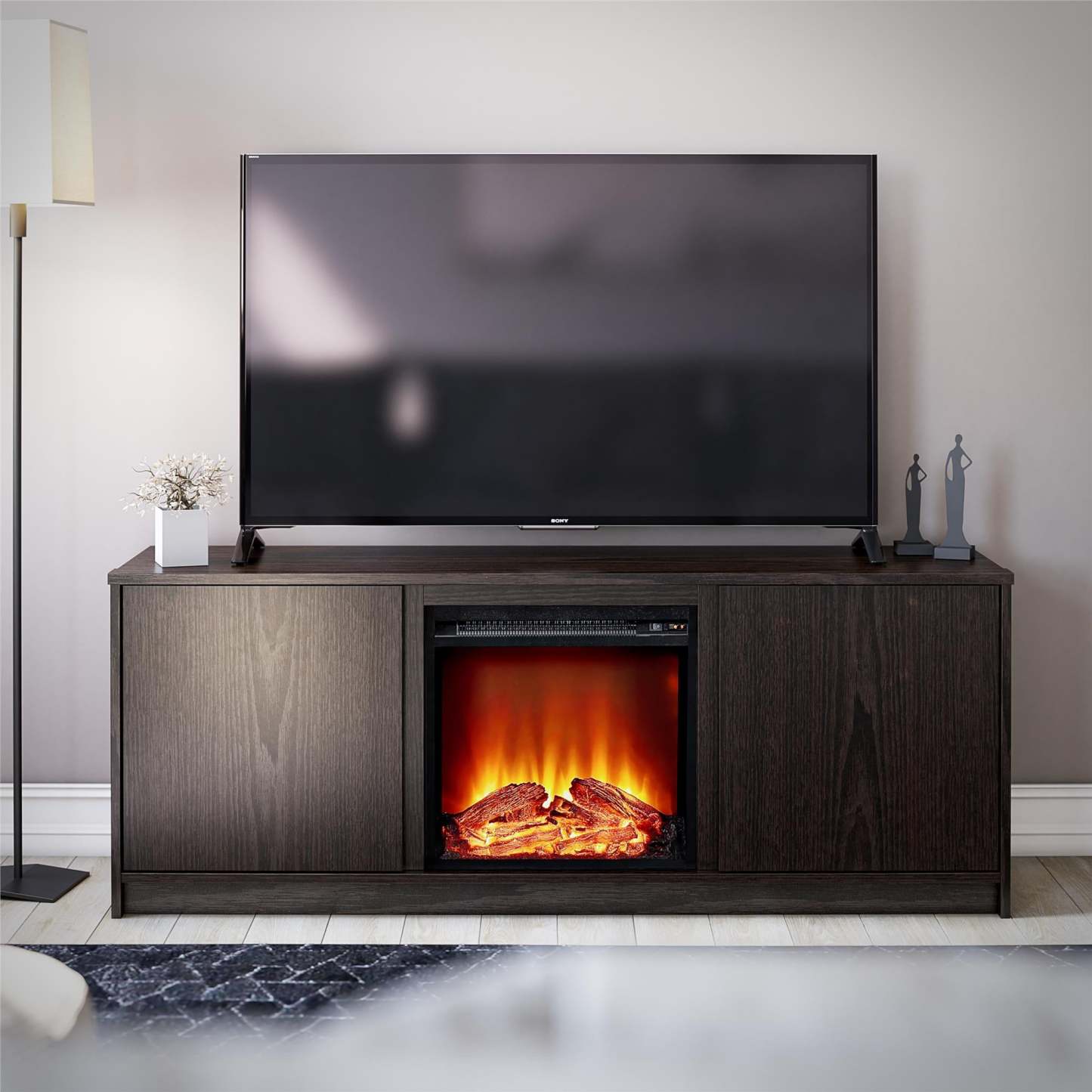 Ameriwood Home Bartow Electric Fireplace TV Stand - Espresso|Meuble pour téléviseur Bartow d’Ameriwood Home avec foyer électrique - espresso