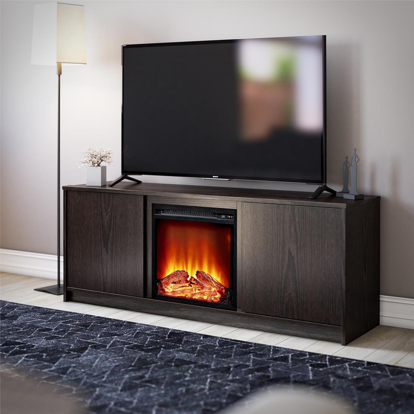 Ameriwood Home Bartow Electric Fireplace TV Stand - Espresso|Meuble pour téléviseur Bartow d'Ameriwood Home avec foyer électrique - espresso