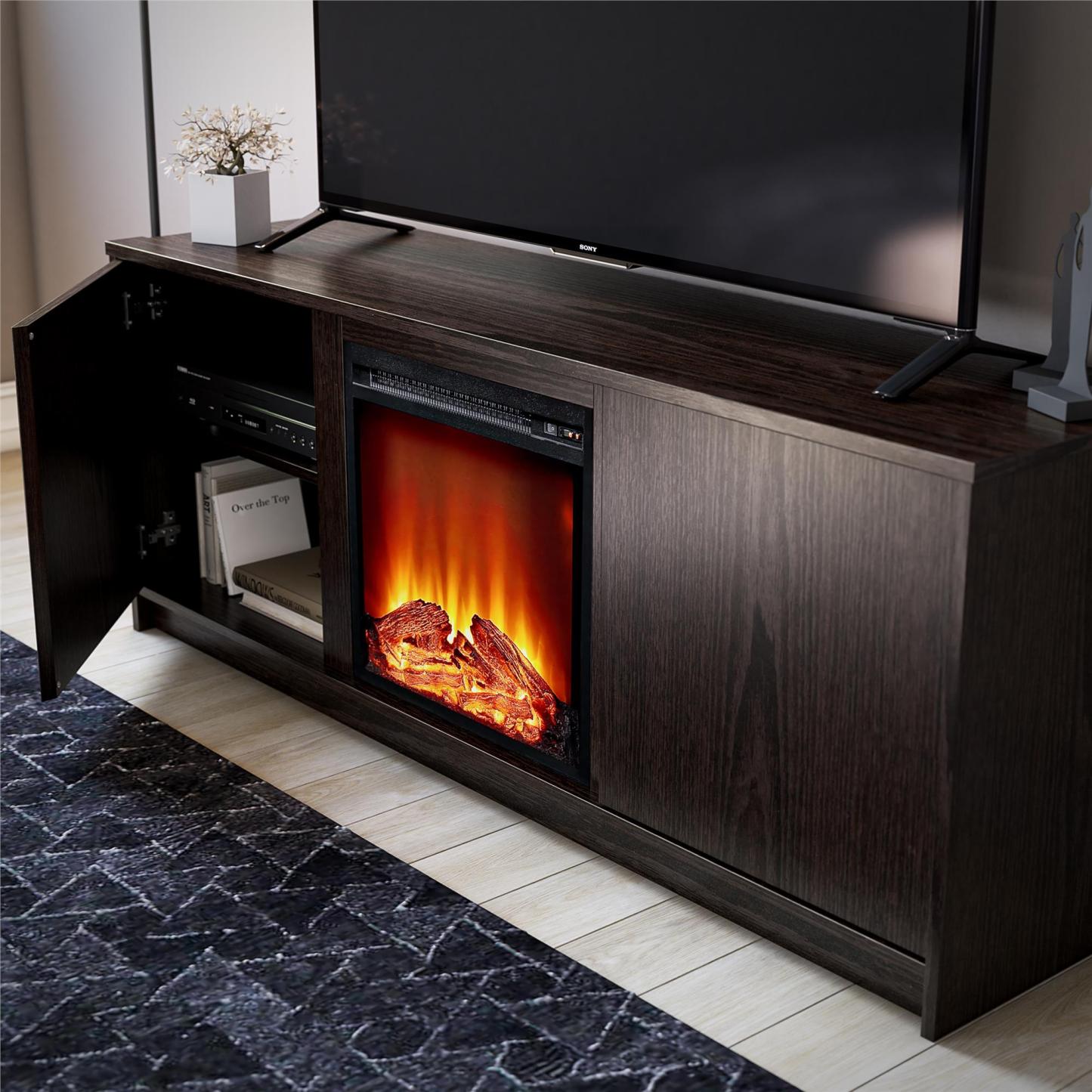 Ameriwood Home Bartow Electric Fireplace TV Stand - Espresso|Meuble pour téléviseur Bartow d'Ameriwood Home avec foyer électrique - espresso
