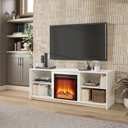 Ameriwood Home Mainstays Courtland Electric Fireplace TV Stand for TVs up to 65 po - Blanc|Meuble pour téléviseur Mainstays Courtland d'Ameriwood Home avec foyer électrique pour téléviseurs jusqu'à 65 po - blanc