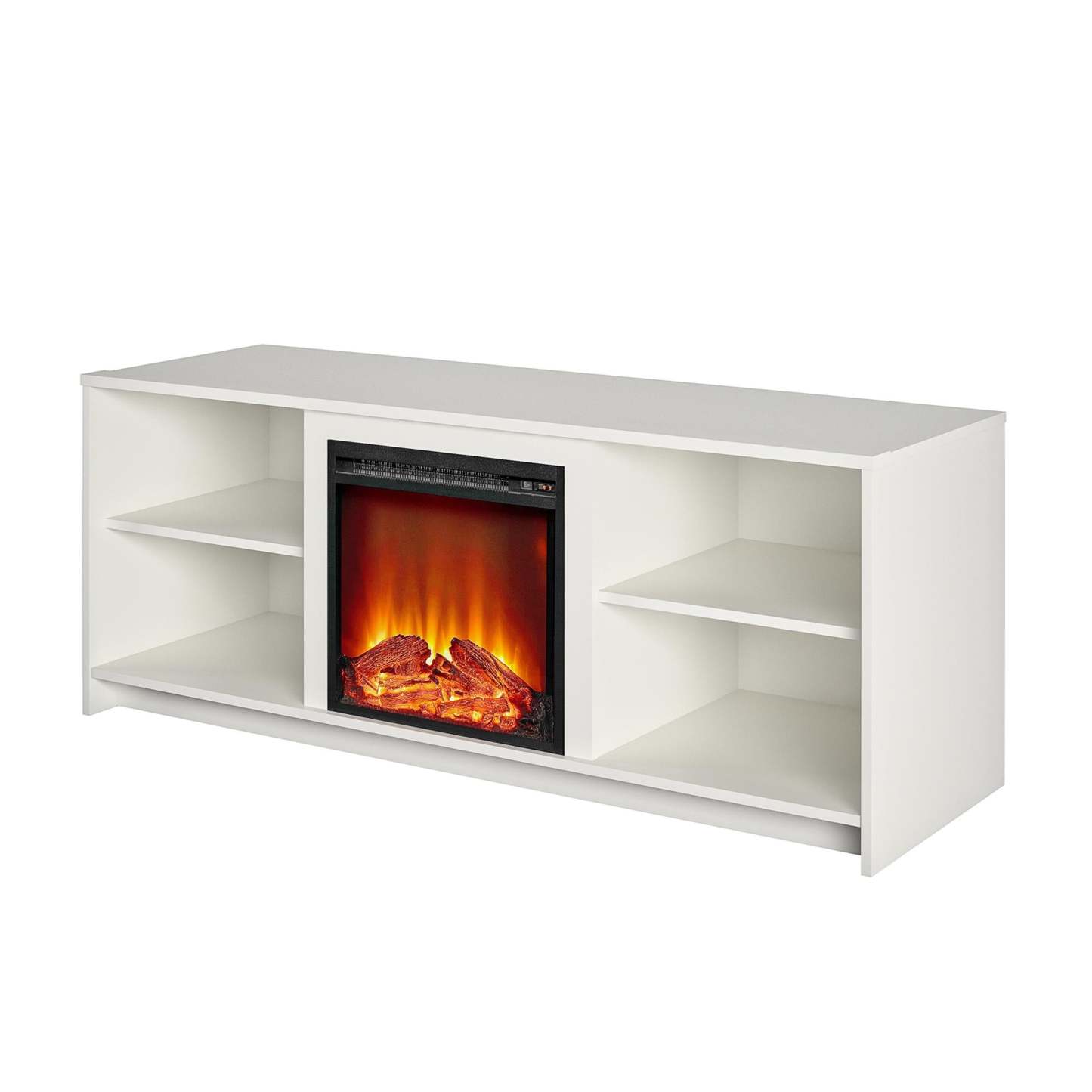 Ameriwood Home Mainstays Courtland Electric Fireplace TV Stand for TVs up to 65 - White|Meuble pour téléviseur Mainstays Courtland d’Ameriwood Home avec foyer électrique pour téléviseurs jusqu’à 65 po - blanc